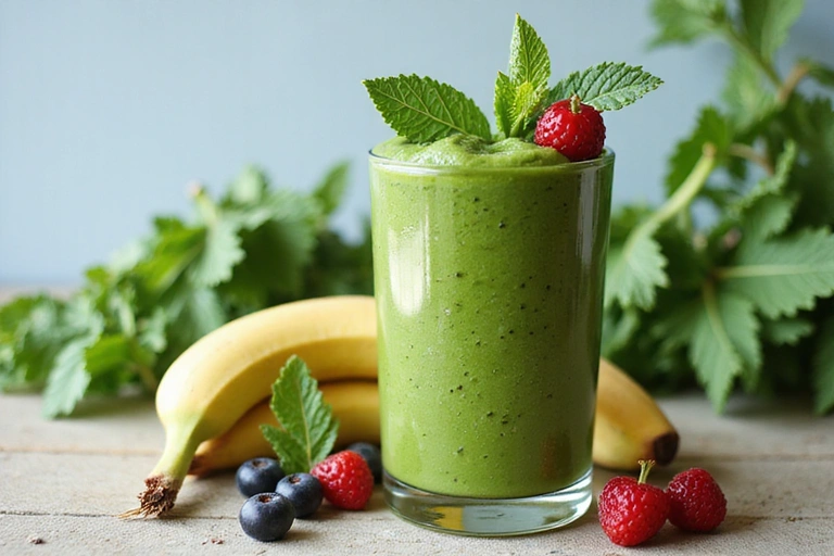 Batido verde detox con frutas y espinacas