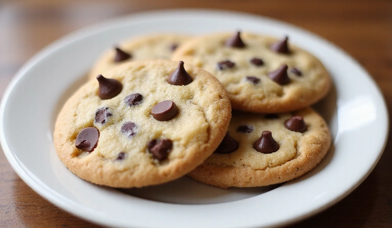 Ilustración de galletas de chocolate con chips en un plato, simbolizando cookies de internet.
